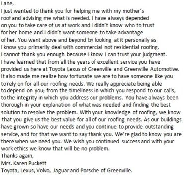 Testimonial from Mrs. Karen Puckett, Toyota Lexus of Greenville